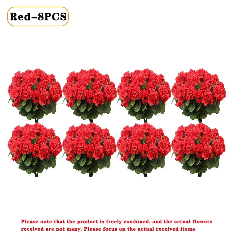 1-8PCS UV Resistant Artificial Begonia Flowers – Realistic Faux Outdoor Flower Heads for Garden, Porch, Patio, Wedding Decor & Floral Arrangements
