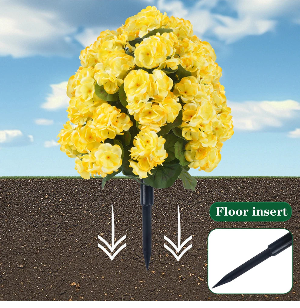 Artificial Begonia Flowers Bulk – Faux Bush Spikes for Outdoor Planters