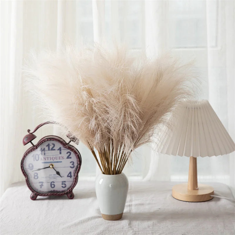 10PCS Artificial Pampas Grass Bouquet Bulk – Silk Reed Grass Stems for Boho Wedding