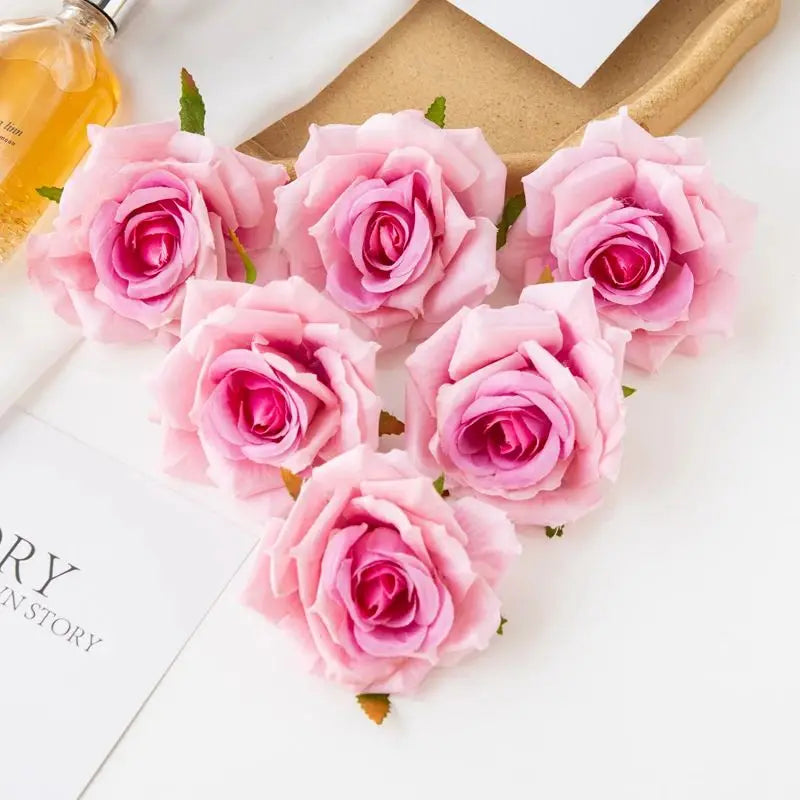 100PCS Artificial Silk Rose Heads Bulk – 10cm Faux Flowers