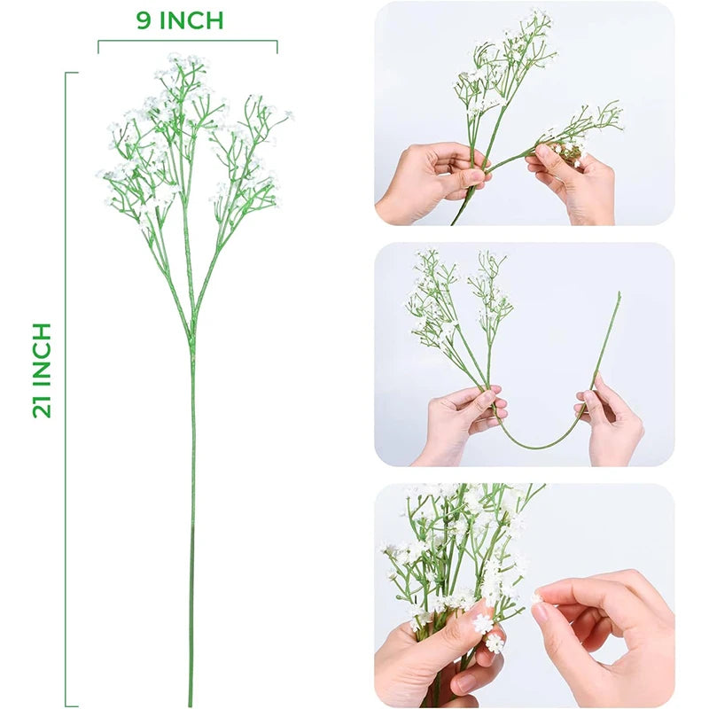 63cm Artificial Baby’s Breath Bouquet – 108 Heads Gypsophila Faux Flowers for Wedding Decor, DIY Floral Arrangements, Home Centerpieces, Party Decorations
