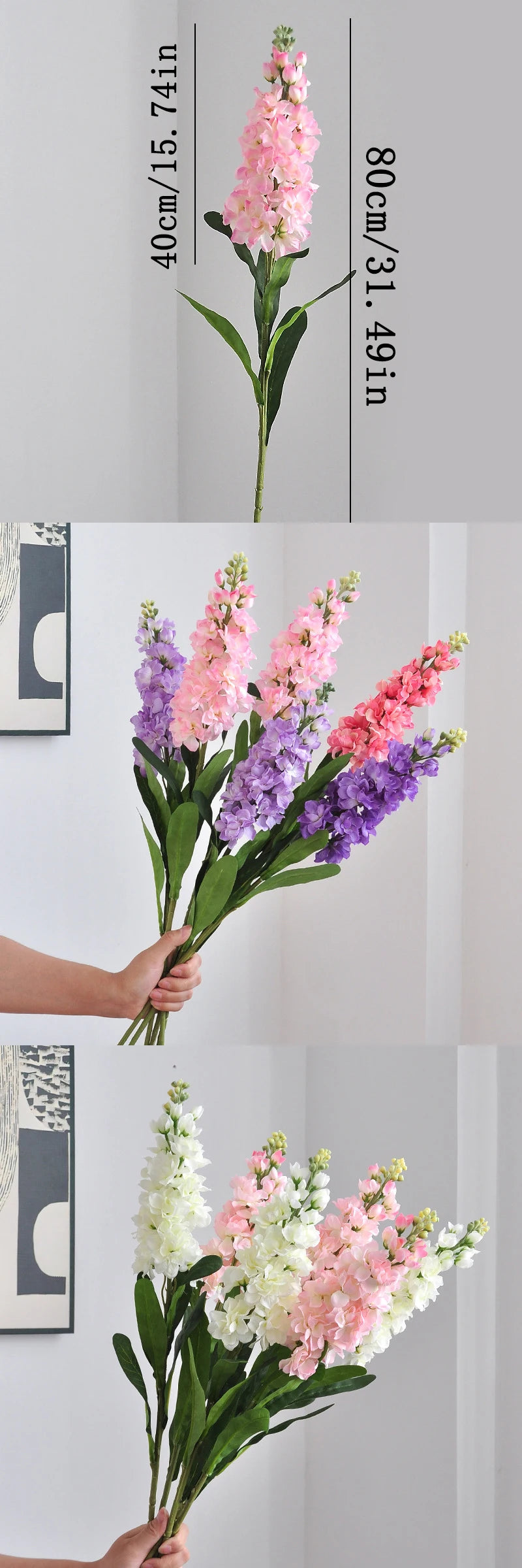 Artificial Hyacinth Flowers Bulk with Green Leaves – Violet Silk Faux Hyacinth Branch