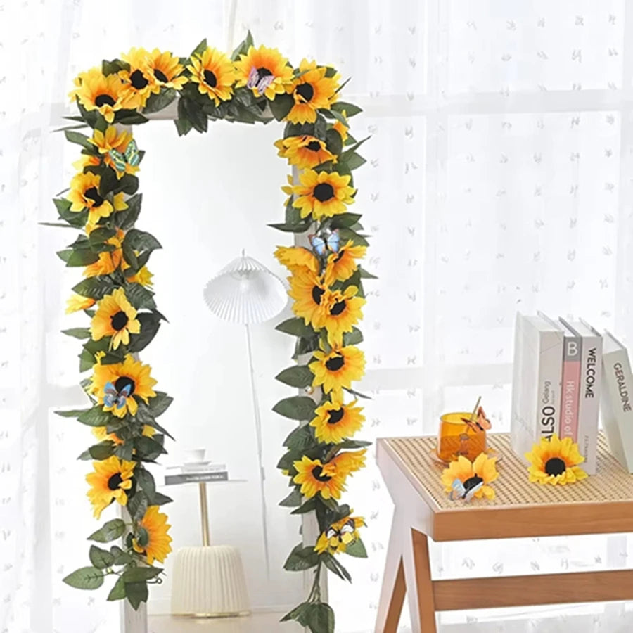 Artificial Sunflower Vine Garland – Hanging Wreath