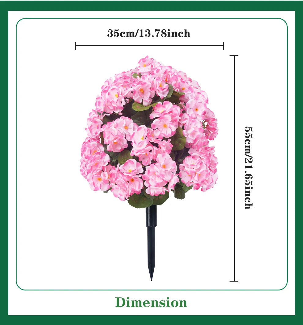 Artificial Begonia Flowers Bulk – Faux Bush Spikes for Outdoor Planters