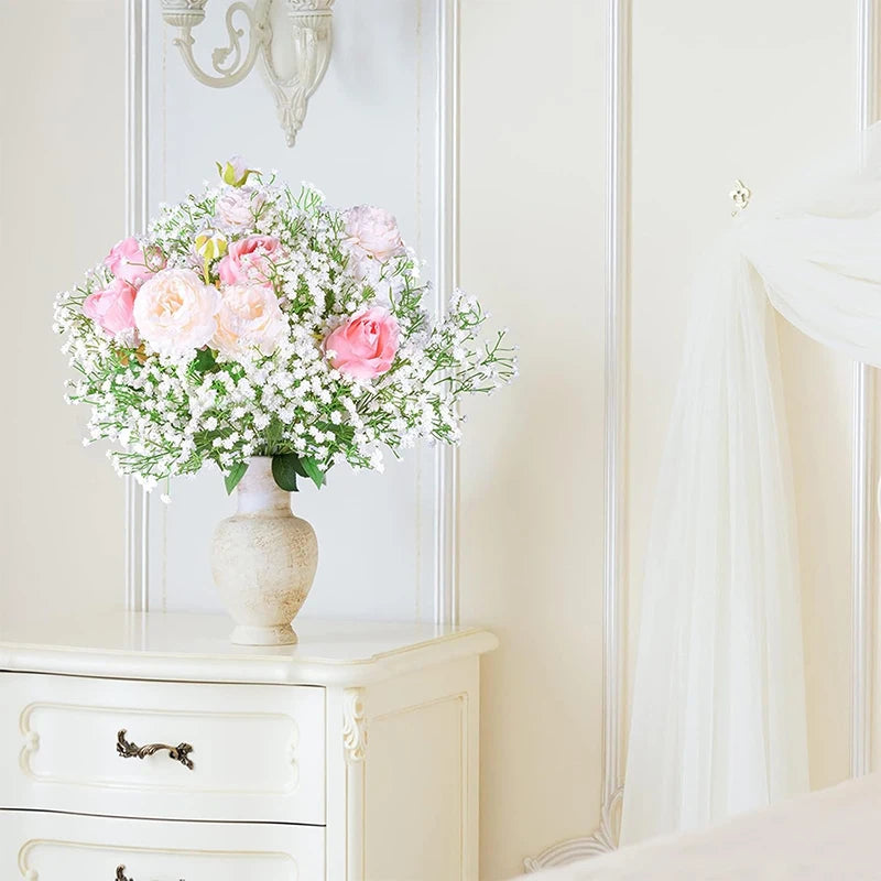 63cm Artificial Baby’s Breath Bouquet – 108 Heads Gypsophila Faux Flowers for Wedding Decor, DIY Floral Arrangements, Home Centerpieces, Party Decorations
