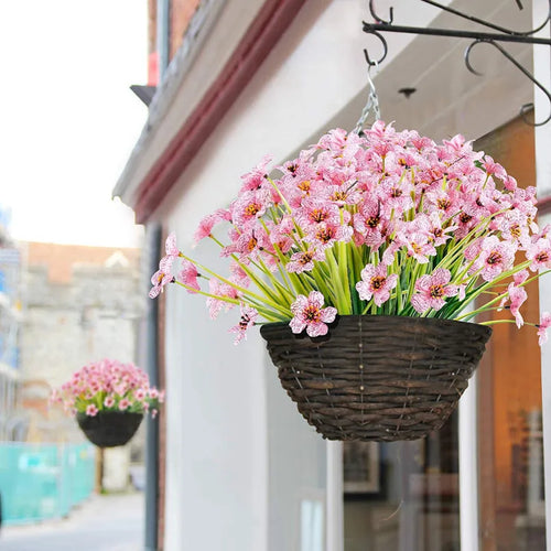 Artificial Carnation & Geranium Bushel Bouquet Outdoor