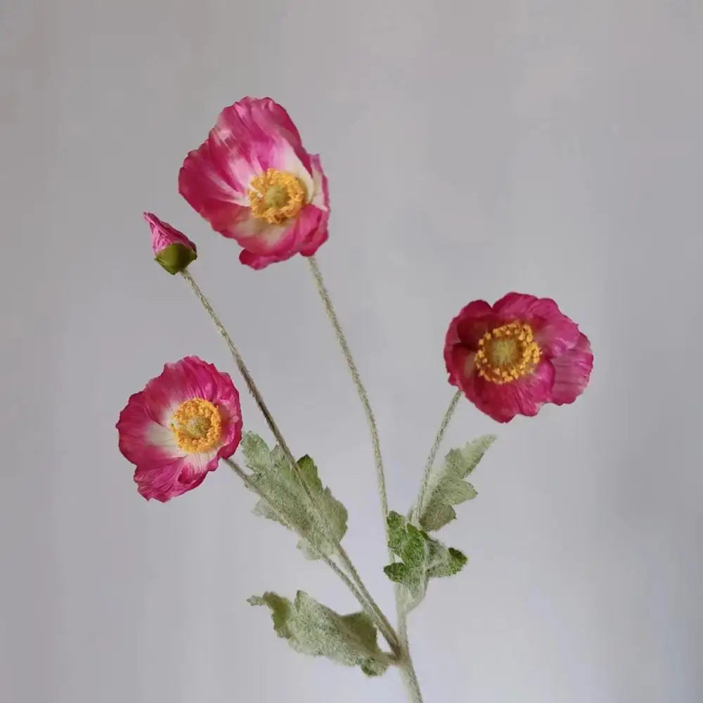 Artificial Poppy Flower Bouquet – 4 Head Silk Faux Poppy Flowers for Home Decor, Wedding Centerpieces, Garden Party Decorations, DIY Floral Arrangements