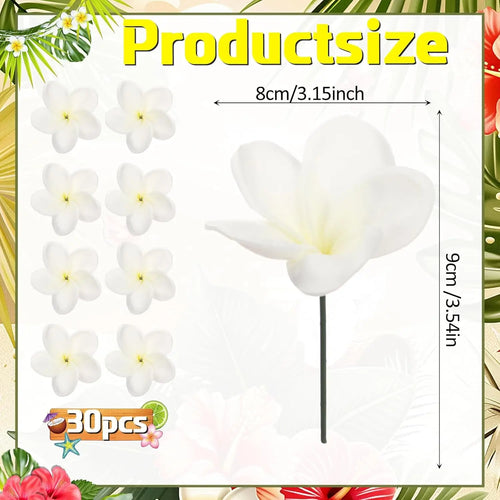 30pcs Hawaiian Plumeria Frangipani PU Artificial Flowers – Tropical DIY