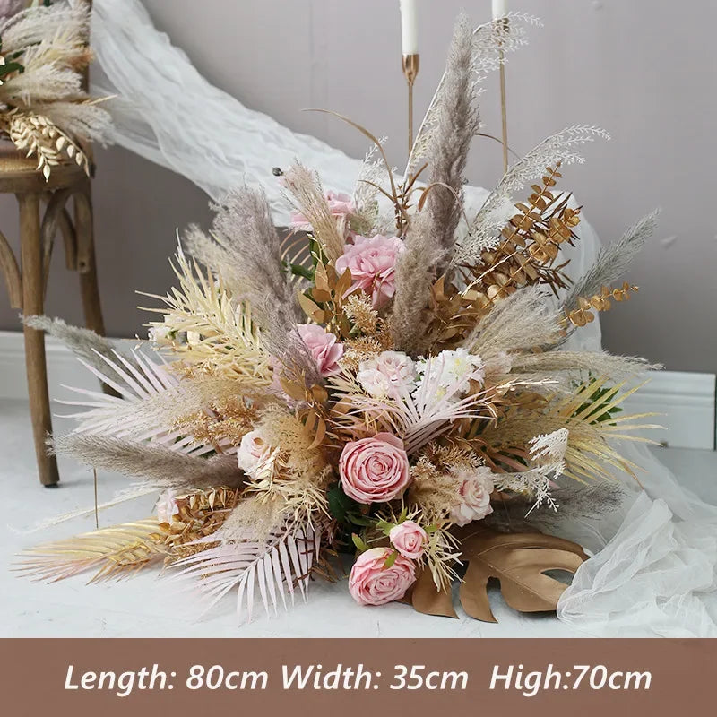 Boho Wedding Arch Flowers Kit Bulk – Pre-Made Pampas Silk Floral Backdrop Set