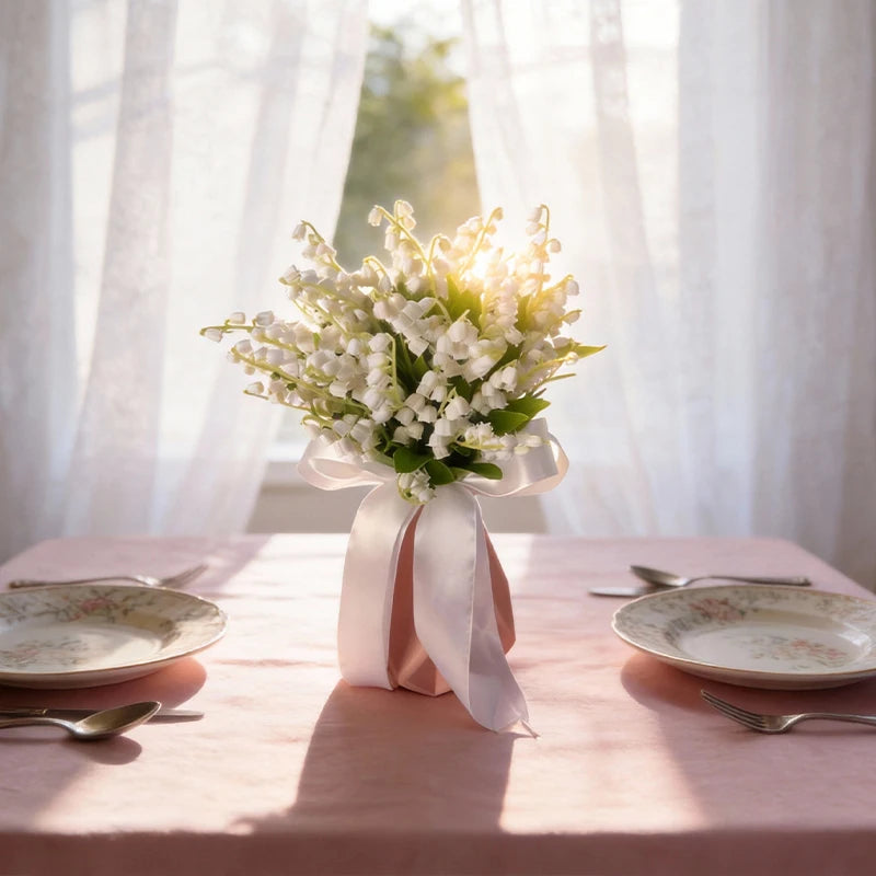 Artificial Lily of the Valley Bouquet Bulk – White Silk Bridal Artificial Bouquet