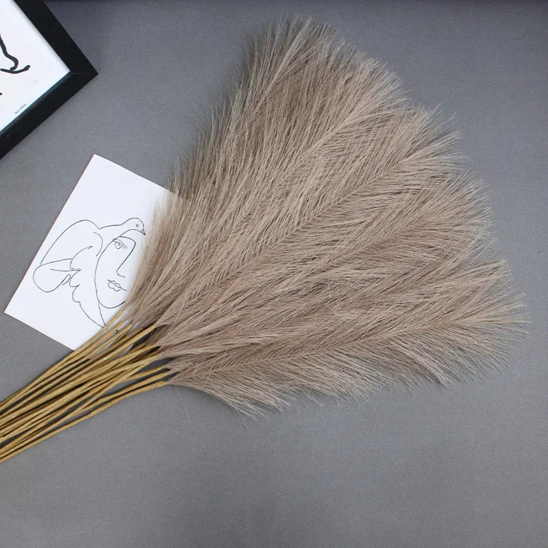10PCS Artificial Pampas Grass Bouquet Bulk – Silk Reed Grass Stems for Boho Wedding