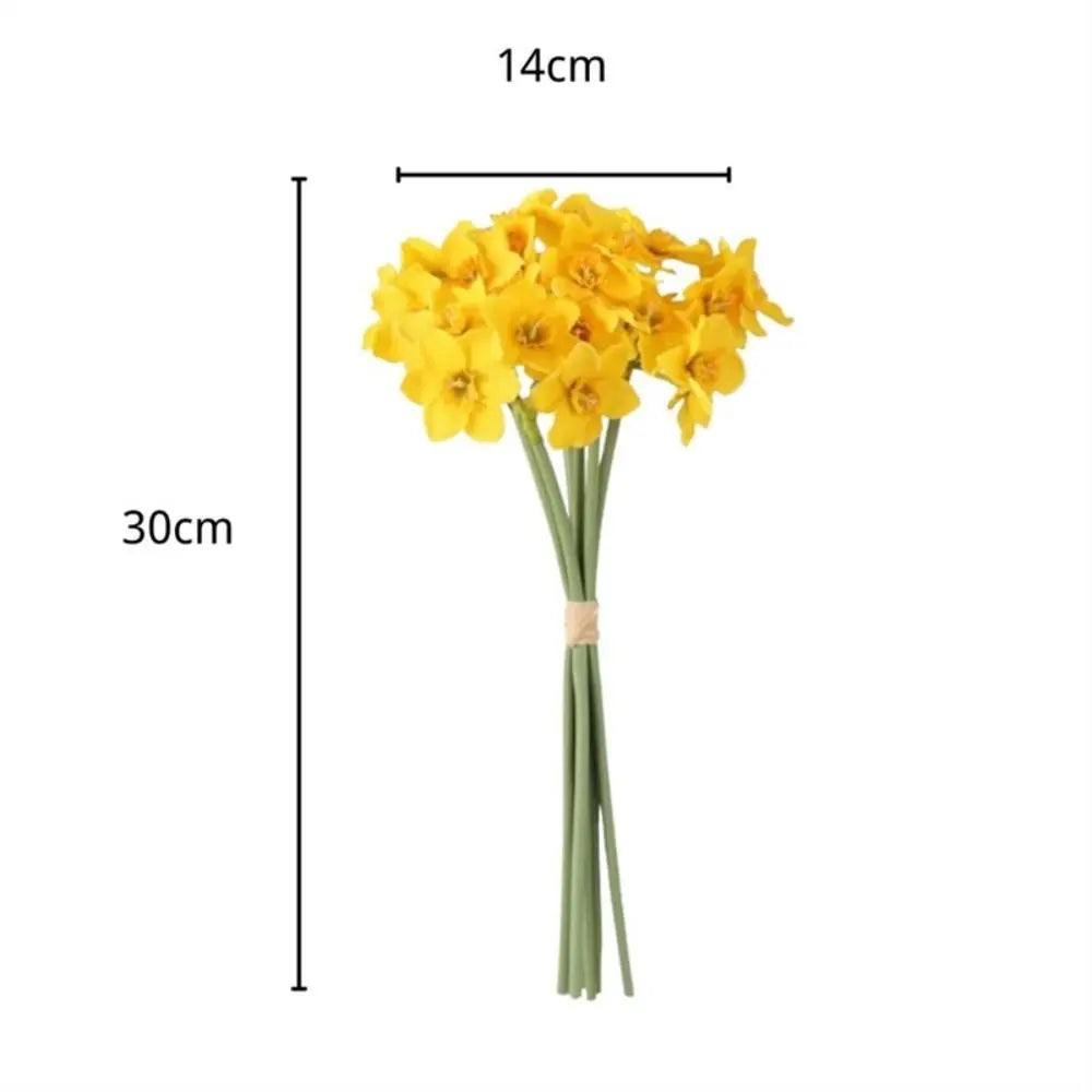 Artificial Daffodil Flower Bouquet – 6PCS Bundle Faux Daffodil Flowers for Wedding Decor, Home Arrangement, Spring Centerpieces & Event Decorations