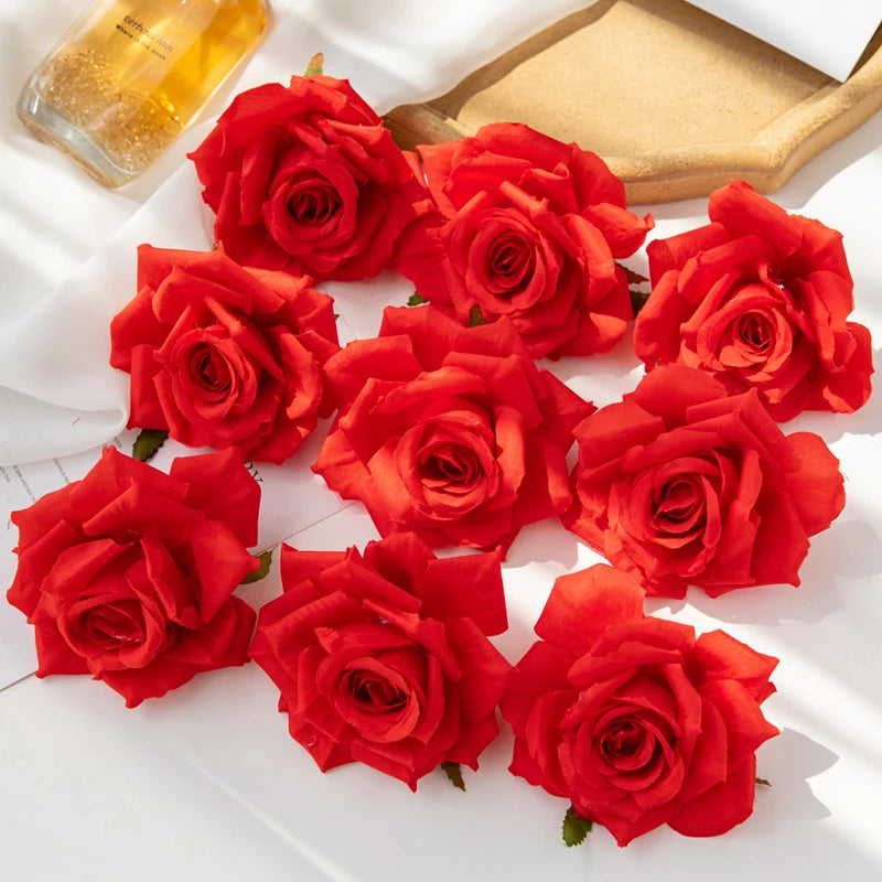 100PCS Artificial Silk Rose Heads Bulk – 10cm Faux Flowers