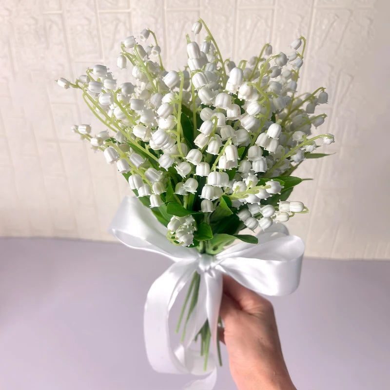 Artificial Lily of the Valley Bouquet Bulk – White Silk Bridal Artificial Bouquet
