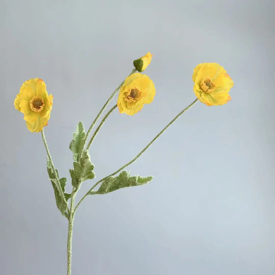 Artificial Poppy Flower Bouquet – 4 Head Silk Faux Poppy Flowers for Home Decor, Wedding Centerpieces, Garden Party Decorations, DIY Floral Arrangements