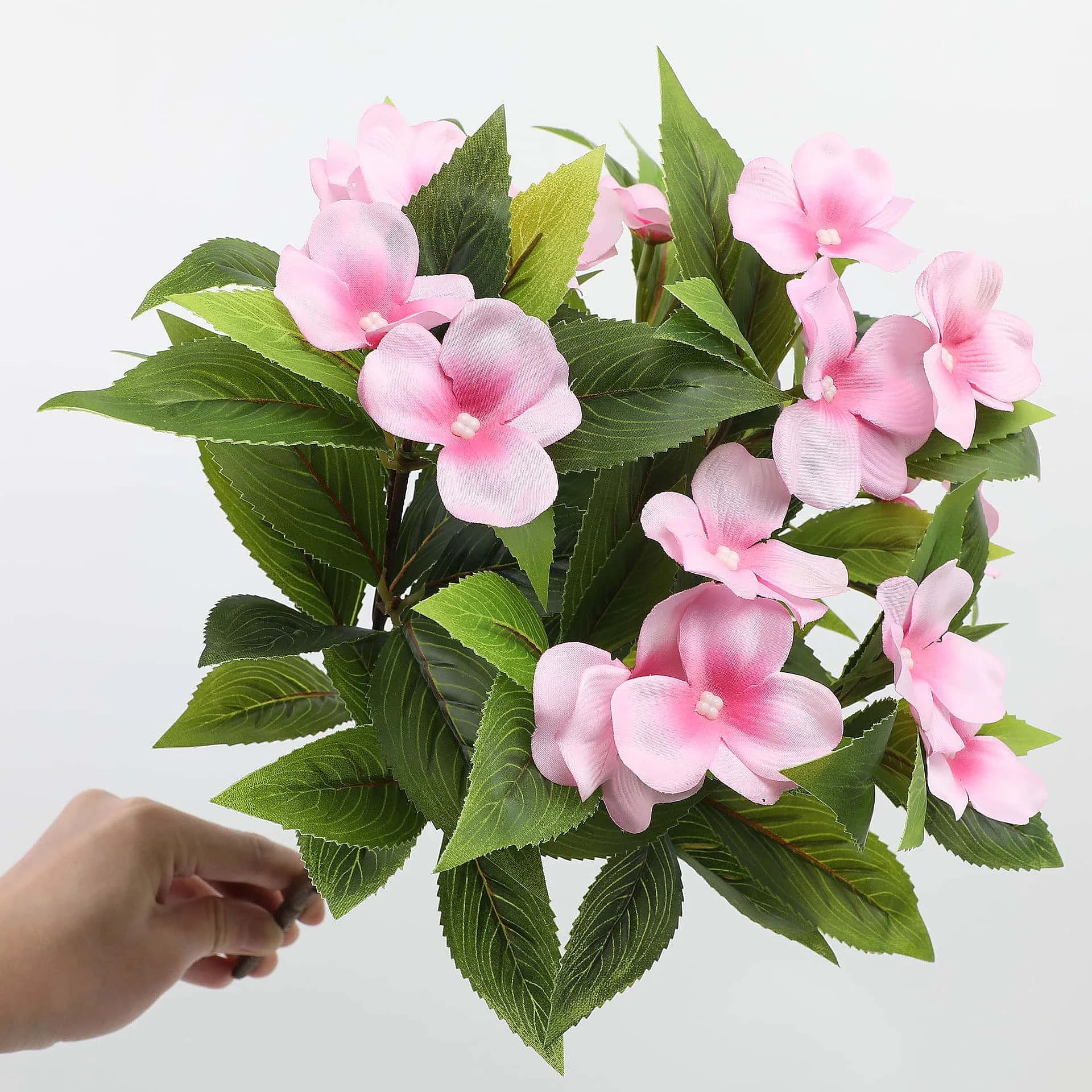 1/2/6PCS Artificial Balsam Flowers – UV Resistant Realistic Silk Faux Flower Stems for Indoor Outdoor Decor, Wedding, Home, Hotel Arrangement