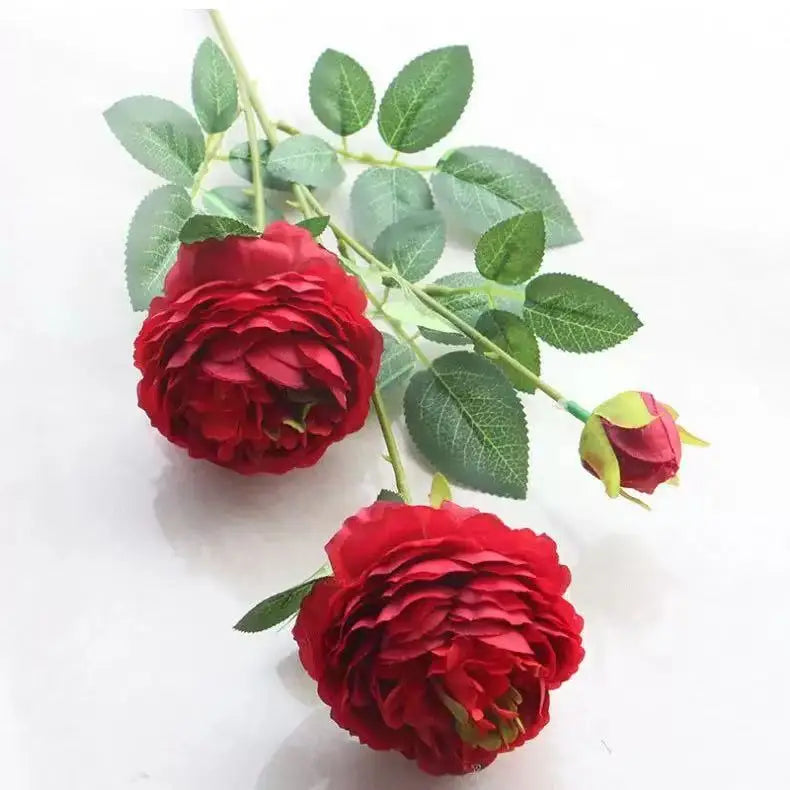 3 Head Artificial Peony & Rose Bouquet – Pink White Silk