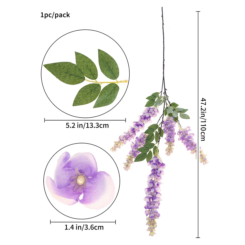 Artificial Wisteria Flower Garlands 5 Forks – Silk Hanging Vine