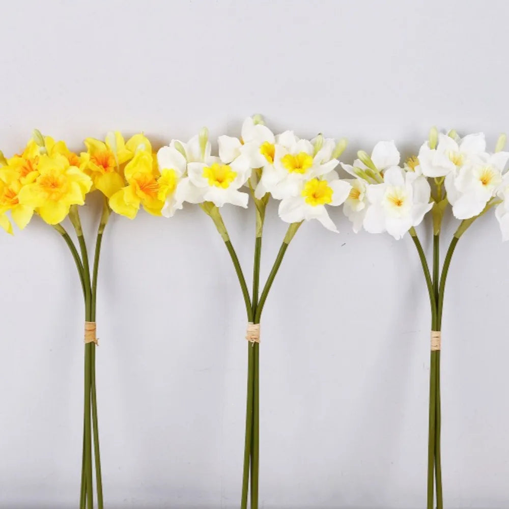 Bulk Artificial Daffodil Flower Bouquet – 3pcs Silk Daffodil