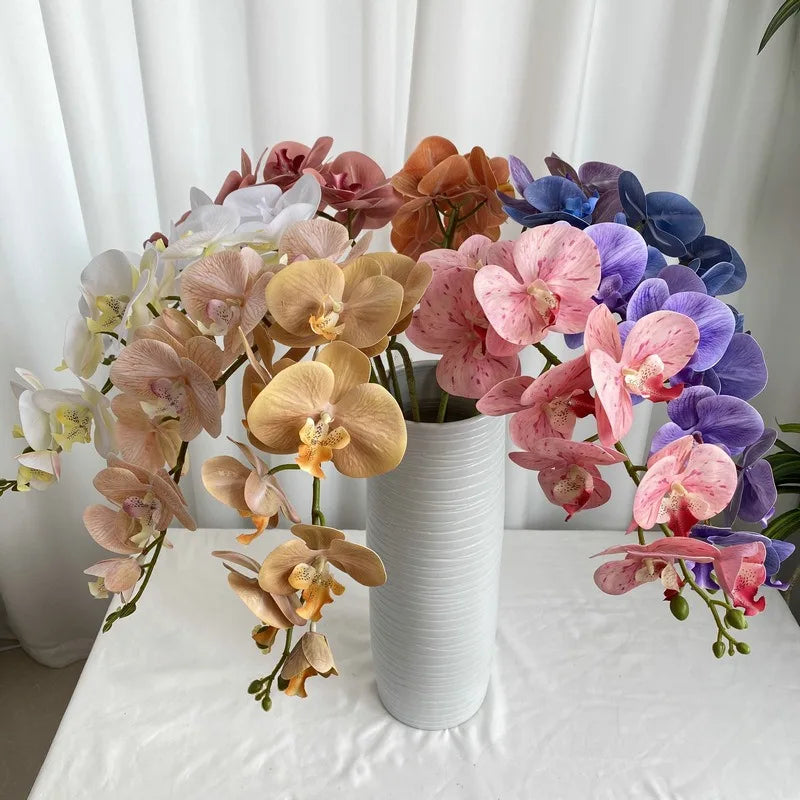 38" Artificial Butterfly Orchid Bouquet Bulk – 9-Head Faux Phalaenopsis Orchids