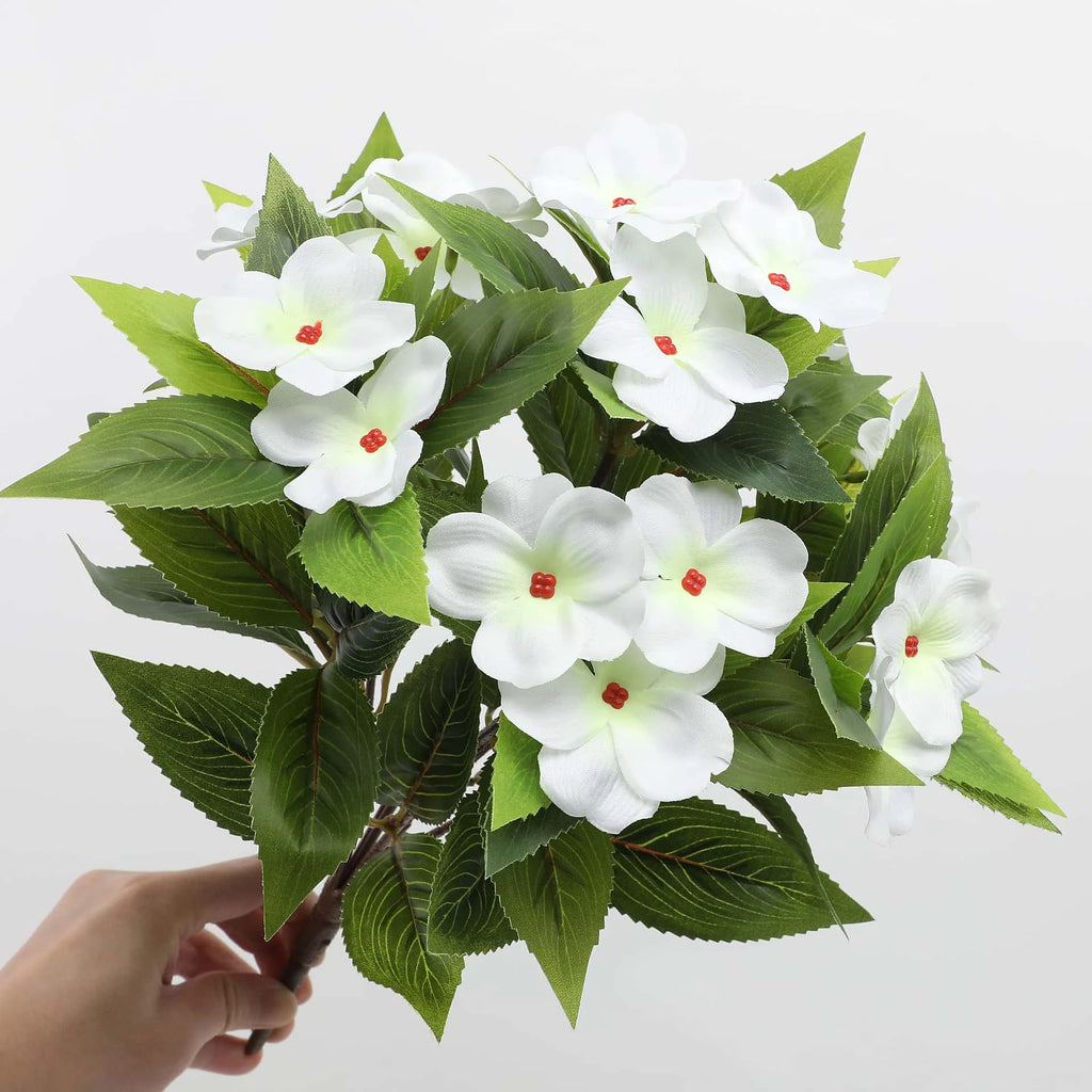 1/2/6PCS Artificial Balsam Flowers – UV Resistant Realistic Silk Faux Flower Stems for Indoor Outdoor Decor, Wedding, Home, Hotel Arrangement