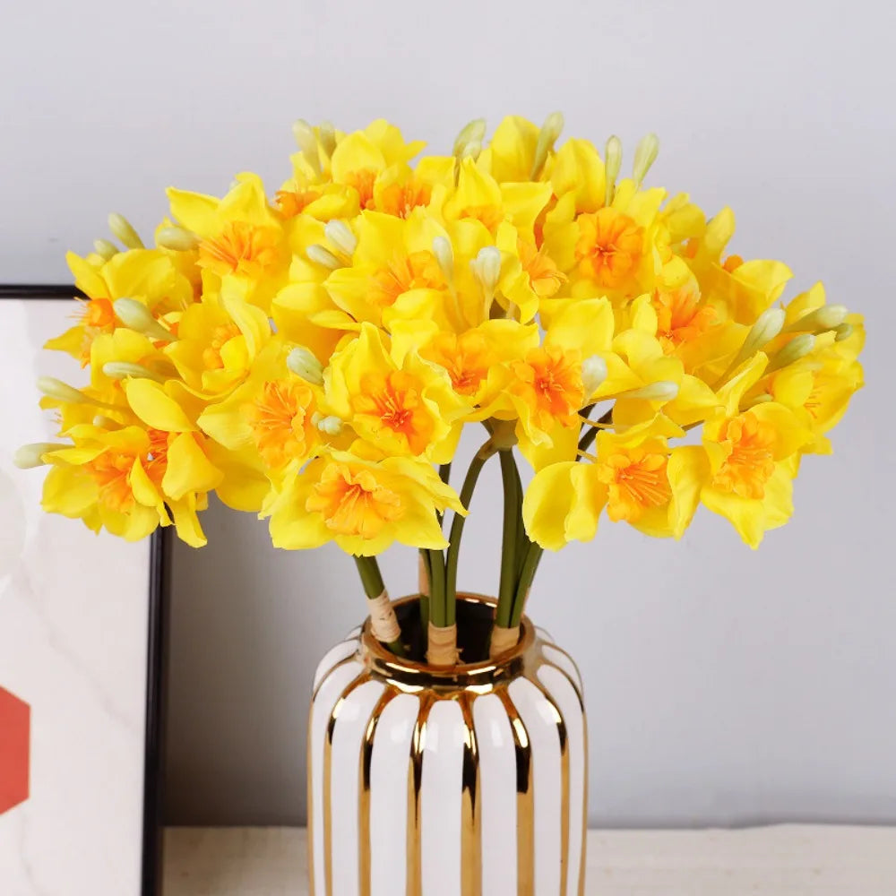Bulk Artificial Daffodil Flower Bouquet – 3pcs Silk Daffodil