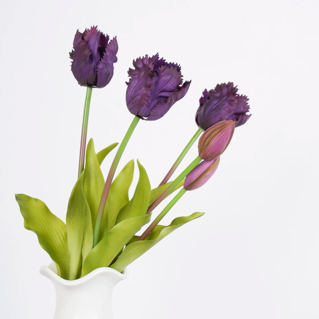 Parrot Wave Real Touch Tulip Artificial Flowers Bulk – Soft Silicone Latex Faux Tulip Bouquet | Perma Petals