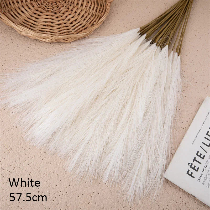10PCS Artificial Pampas Grass Bouquet Bulk – Silk Reed Grass Stems for Boho Wedding