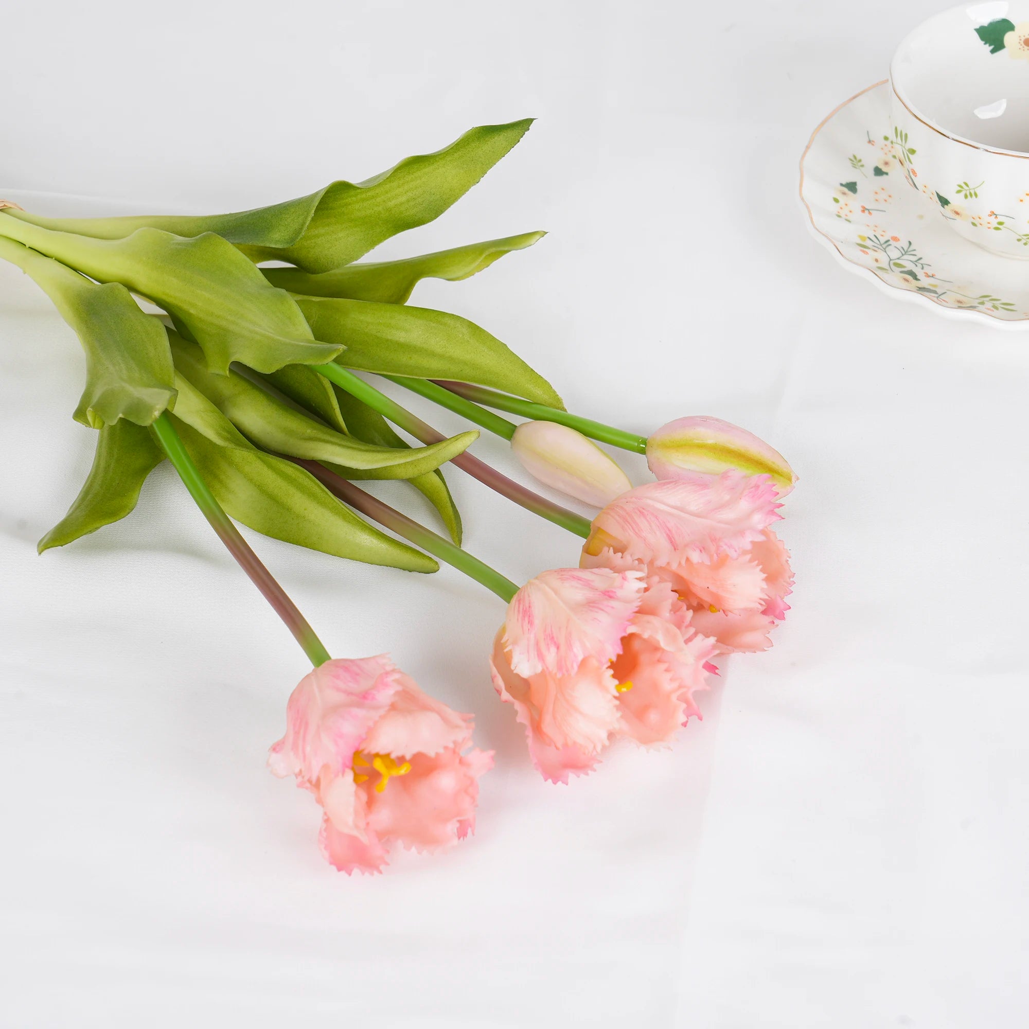 Parrot Wave Real Touch Tulip Artificial Flowers Bulk – Soft Silicone Latex Faux Tulip Bouquet | Perma Petals