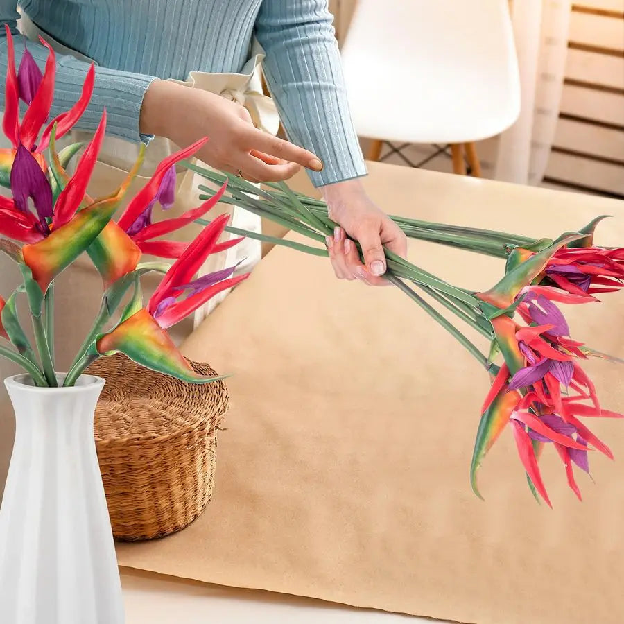 12pcs Bird of Paradise Artificial Plant – 24" Tropical Hawaiian Bouquet