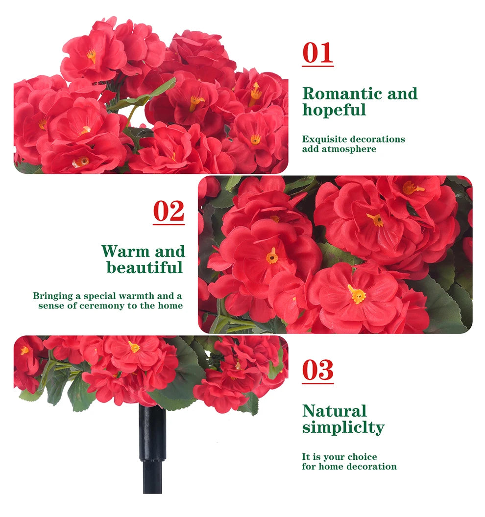 Artificial Begonia Flowers Bulk – Faux Bush Spikes for Outdoor Planters
