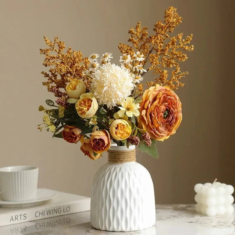 Autumn Artificial Rose Bouquet – Realistic Faux Wedding Flowers
