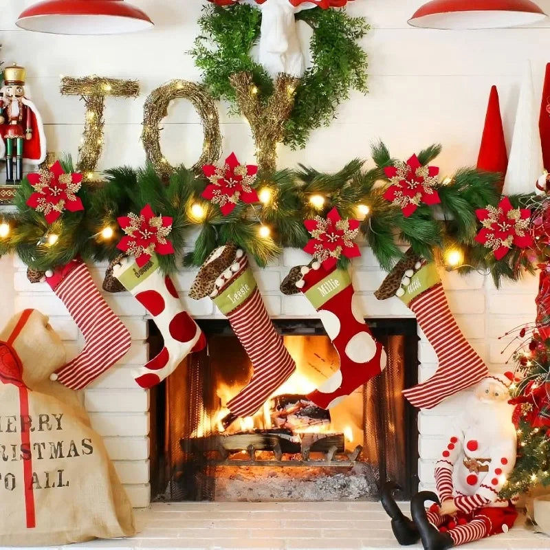Artificial Poinsettia Flowers Bulk – Red Gold Glitter Christmas Floral