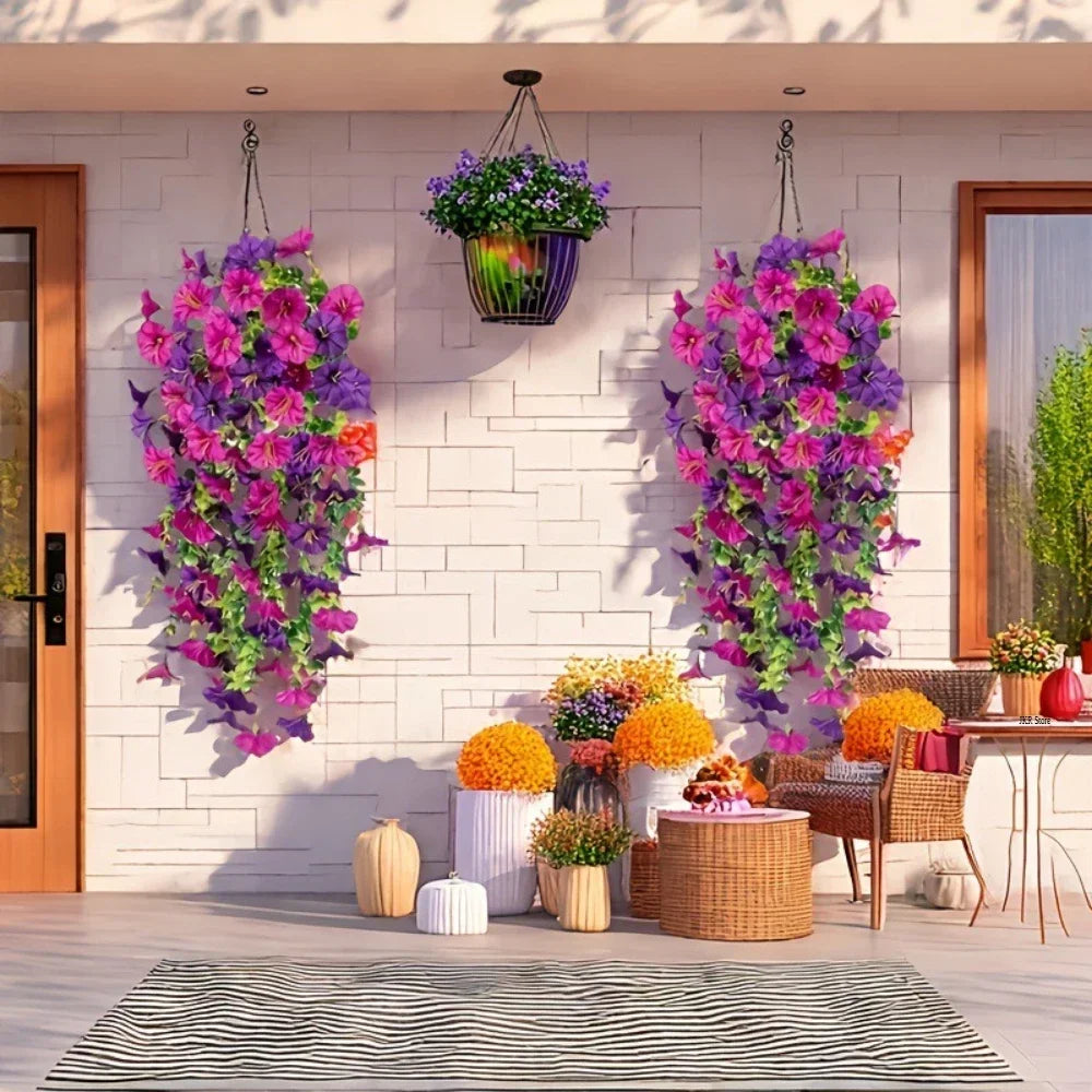 Artificial Hanging Flowers & Plants – UV Resistant Mixed Color Faux Flower Garland for Easter 2025, Wedding Decor, Home, Room & Outdoor Decoration