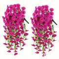 2PCS Artificial Morning Glory & Eucalyptus Hanging Flowers – Faux Vine Garland for Outdoor Wedding Decor, Garden, Party & Home Decoration