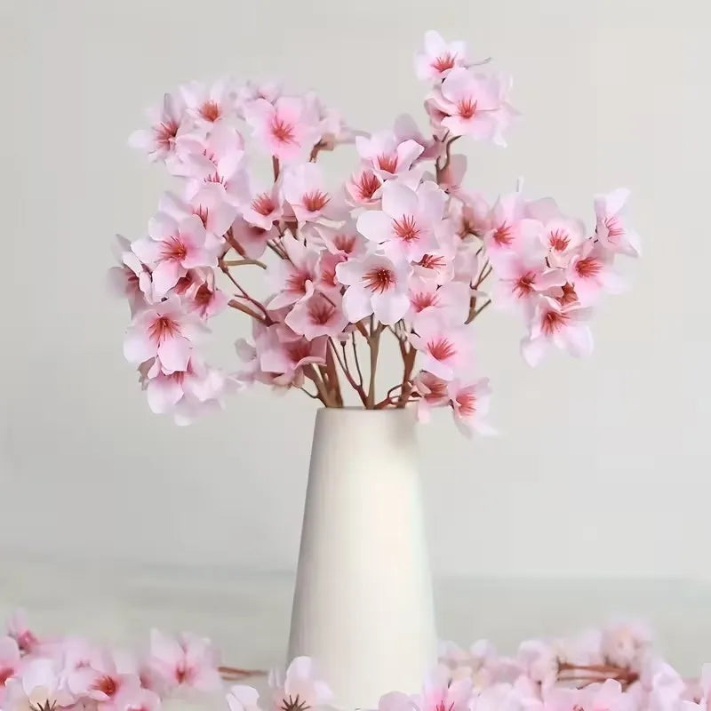 8PCS Artificial Peach Blossom Stems Bulk – Silk Cherry Blossom Branches