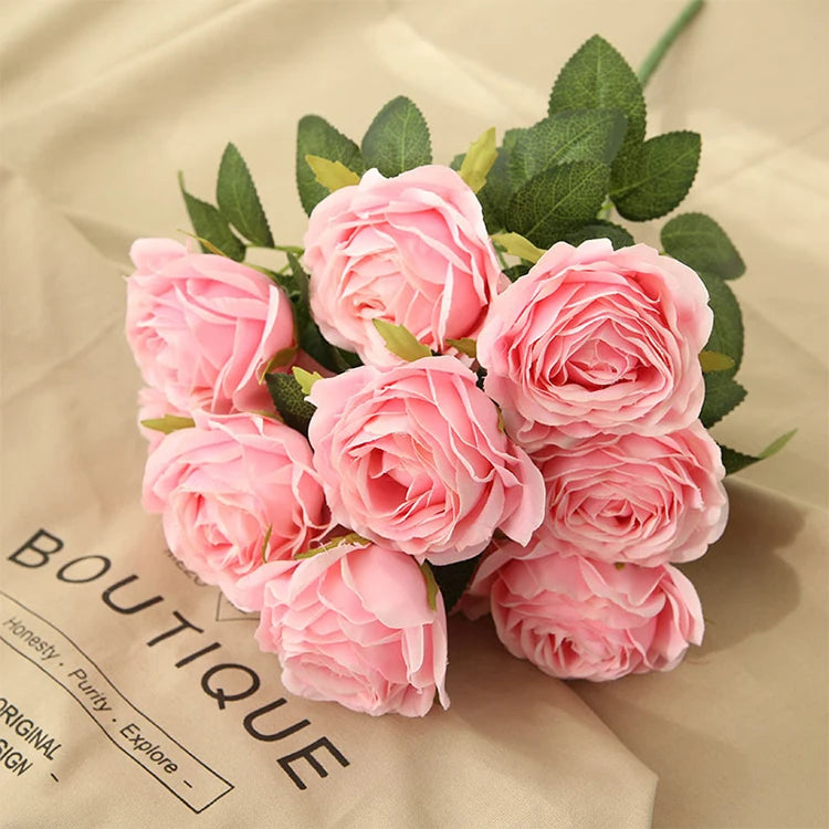 10 Heads Artificial Silk Rose Bouquet – Realistic Faux Roses for Wedding Centerpieces, Party Decor, Home & Garden Floral Arrangement, Valentine’s Day Gift