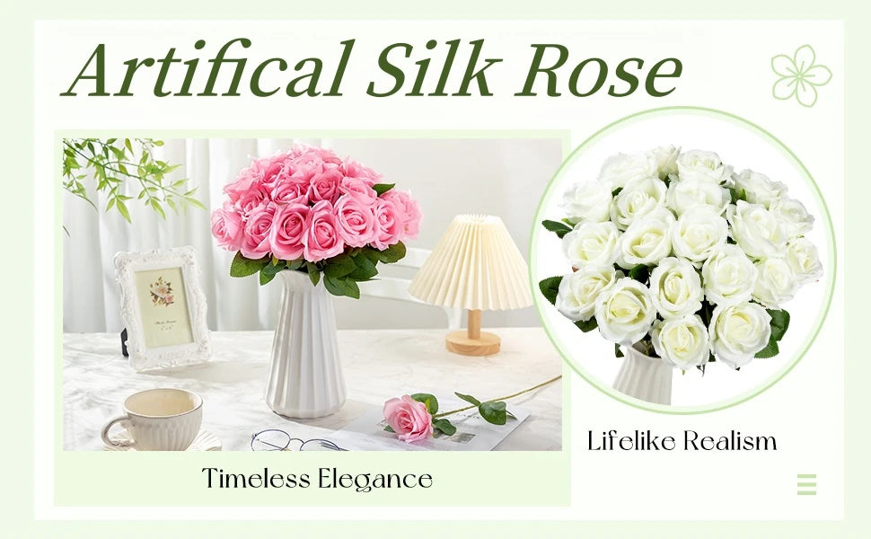 50PCS Bulk Artificial Velvet Roses – Faux Wedding Bouquet Flowers
