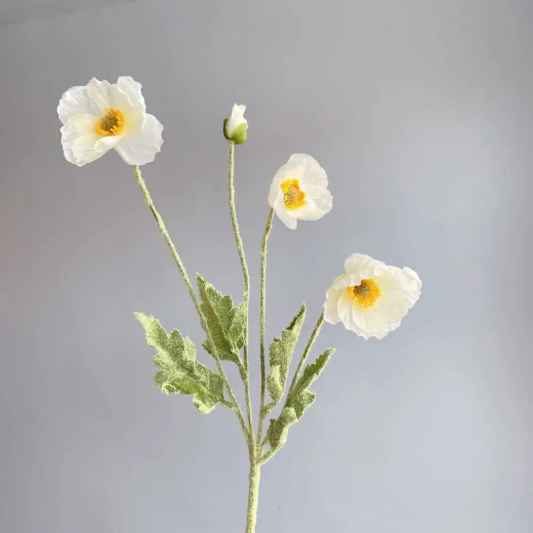 Artificial Poppy Flower Bouquet – 4 Head Silk Faux Poppy Flowers for Home Decor, Wedding Centerpieces, Garden Party Decorations, DIY Floral Arrangements