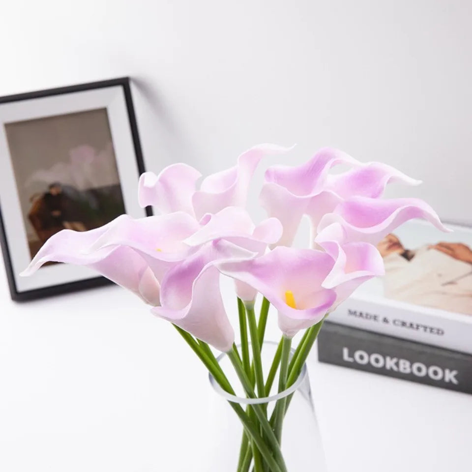 Bulk Real Touch Artificial Calla Lily Flowers (1/5/10/20 PCS) – Premium Latex Look Faux Calla Lily Bouquet