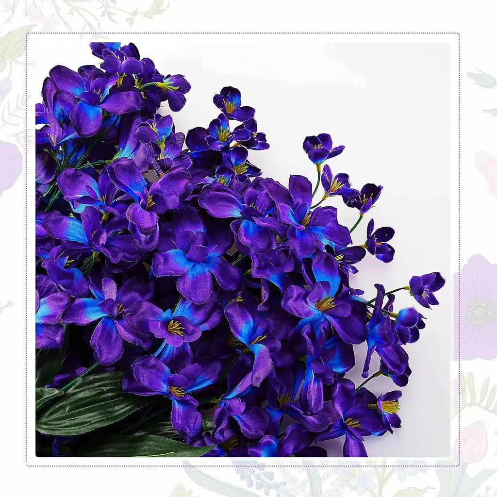 10PCS Artificial Orchid Flowers 27” – Purple Blue Silk Orchid Stems