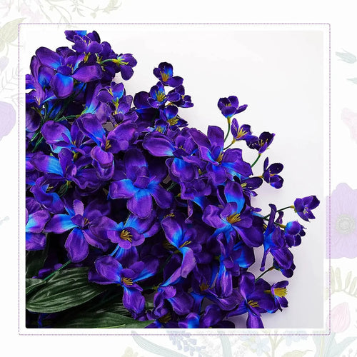10PCS Artificial Orchid Flowers 27” – Purple Blue Silk Orchid Stems