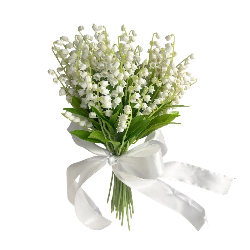 Artificial Lily of the Valley Bouquet Bulk – White Silk Bridal Artificial Bouquet