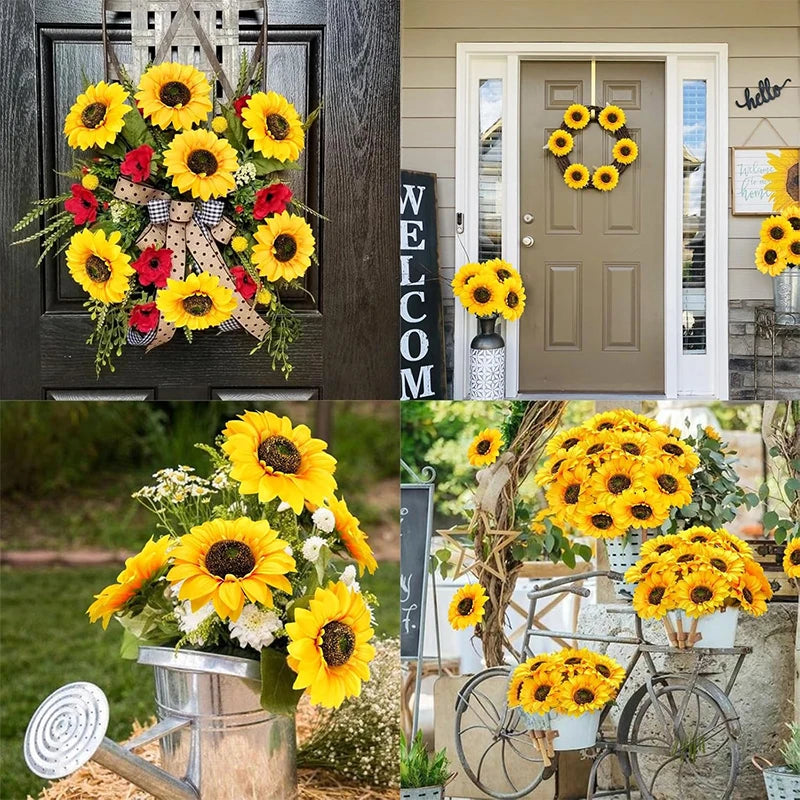 Artificial Sunflower Bouquet – Silk Real Touch Faux Flowers