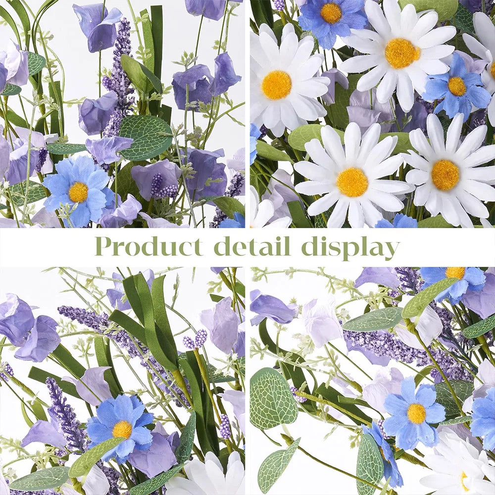 Artificial Spring Flower Picks – Silk Wildflower Bouquet with Daffodils, Daisies & Lavender