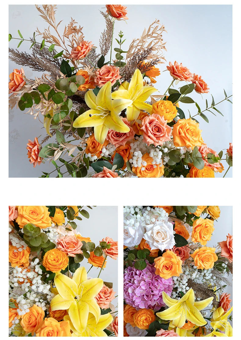 Colorful Rose Wildflower Wedding Arch Backdrop Bulk – Silk Floral Row 160–200cm