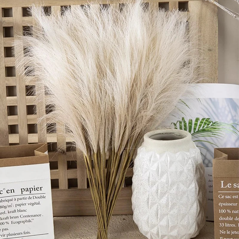Artificial Pampas Grass Boho Bouquet Bulk (5–10 PCS) – Faux Reed Grass Stems