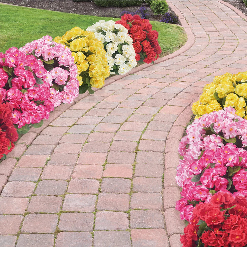Artificial Begonia Flowers Bulk – Faux Bush Spikes for Outdoor Planters