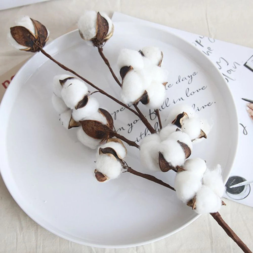 Artificial Cotton Flower Branches Bulk – Natural Look Faux Cotton Stems