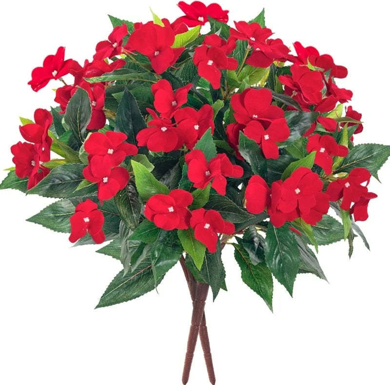 Artificial Silk Geranium Flower Bouquet – Fake Flowers for Outdoors